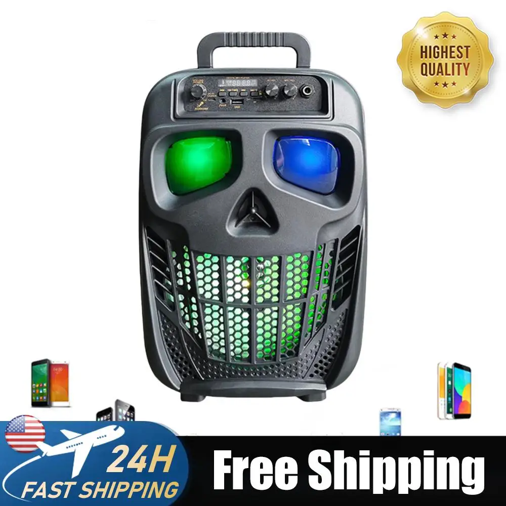 

Портативная беспроводная колонка Skull с Bluetooth 5.0 и 1 микрофоном, поддержка USB, TF-карты, AUX, для путешествий, использования в помещении и на улице