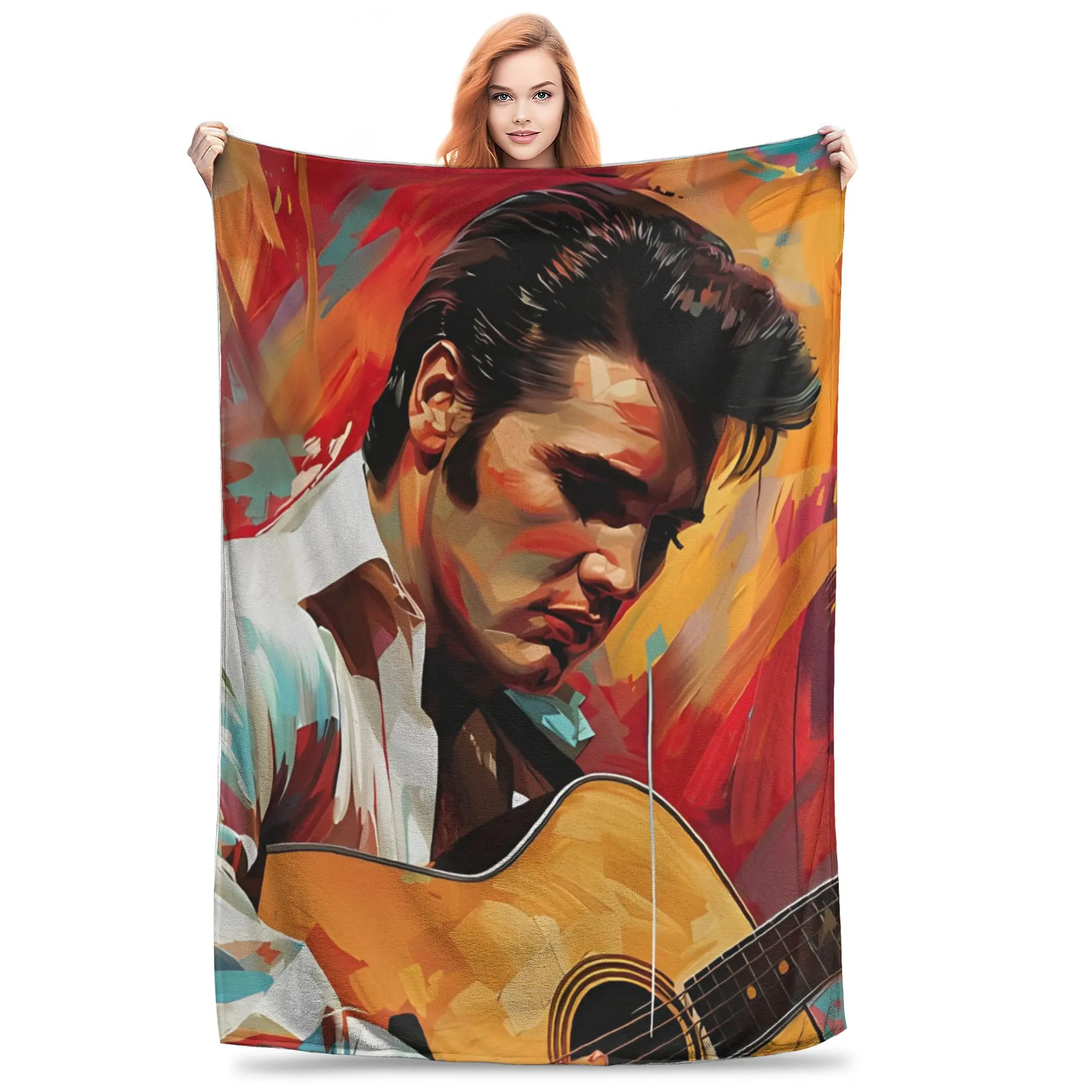 

Soft E-Elvis Presley Legend Artwork Throw Blanket Premium Flannel Fleece Lightweight Cool Singer Bed Blanket Warm Plush Blankets