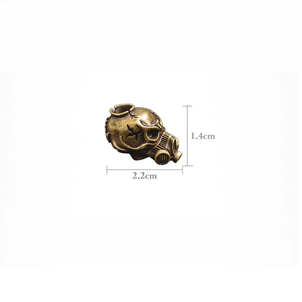Biochemical Skull Head Brass Knife Beads Vintage Punk Gas Mask Skeleton Face EDC Outdoor Tool DIY Survival Paracord Accessories
