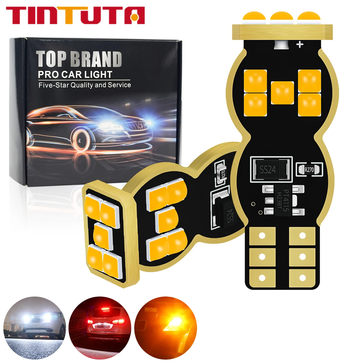 

2X T15 W16W LED Bulbs 902 904 906 912 921 Car Backup Reverse Lights 12V Super Bright Canbus 15SMD Auto Lamps White Red Yellow