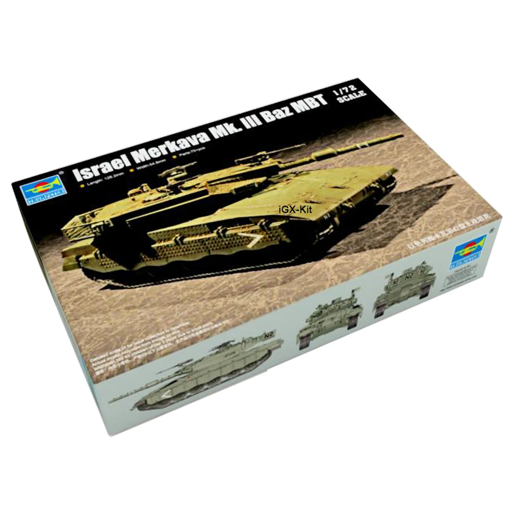 Trumpeter 07104 1/72 Scale Israeli Merkava MK III BAZ MBT Main Battle Tank Assembly Plastic Military Toy Model Building Kit