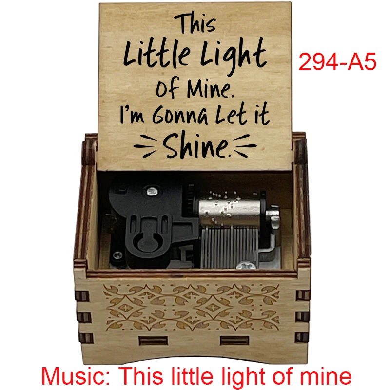 This Little Light of Mine Wind Up Music Box Gospel Song 18 Note Melody Wooden Birthday Gift for Family