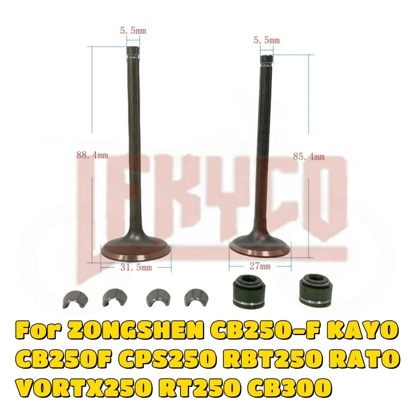

Motorcycle Exhaust Valves Inlet Intake Stem Seal Kit For ZONGSHEN CB250-F KAYO CB250F CPS250 RBT250 RATO VORTX250 RT250 CB300