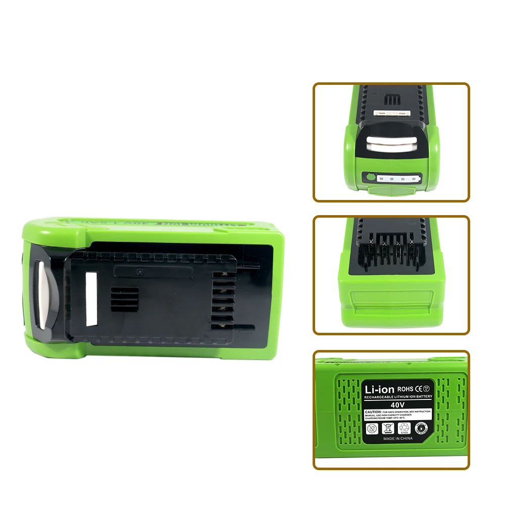 

40V 2.5Ah 2500mAh Rechargeable Li-ion Battery， For Greenworks 40V Power Tools 29462 29472 29282 Power Tools Batteries