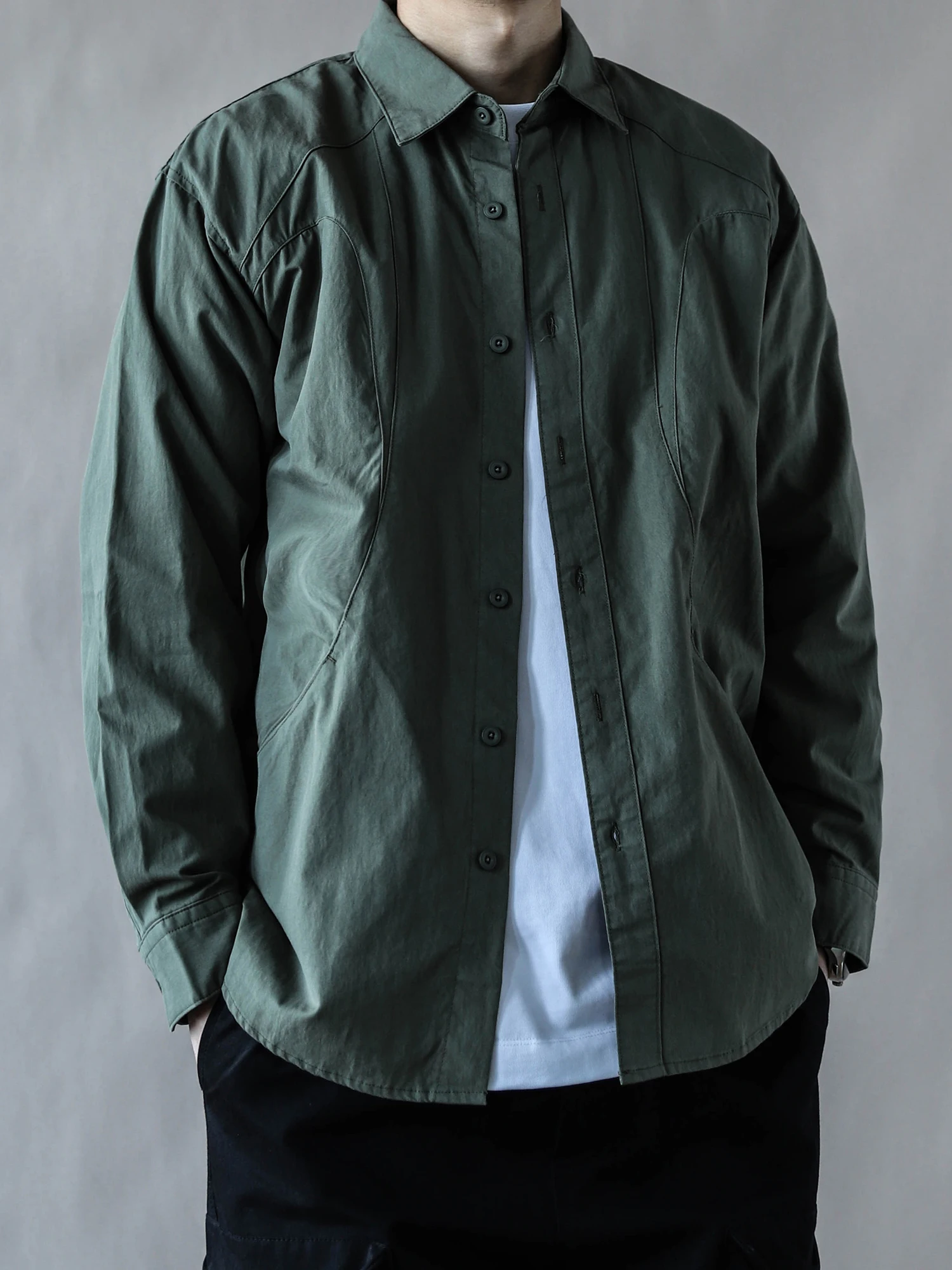 

Retro Workwear Sle Long Sve Cotton irt Men Loose Casual Collar irt Outerwear Trendy Brand Military een Spring 2026