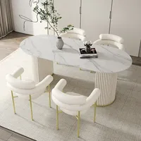 Modern Rock Slab Dining Tables for Kitchen Home Furniture Ellipse Dining Table Cream Style Light Luxury Restaurant Upscale Table