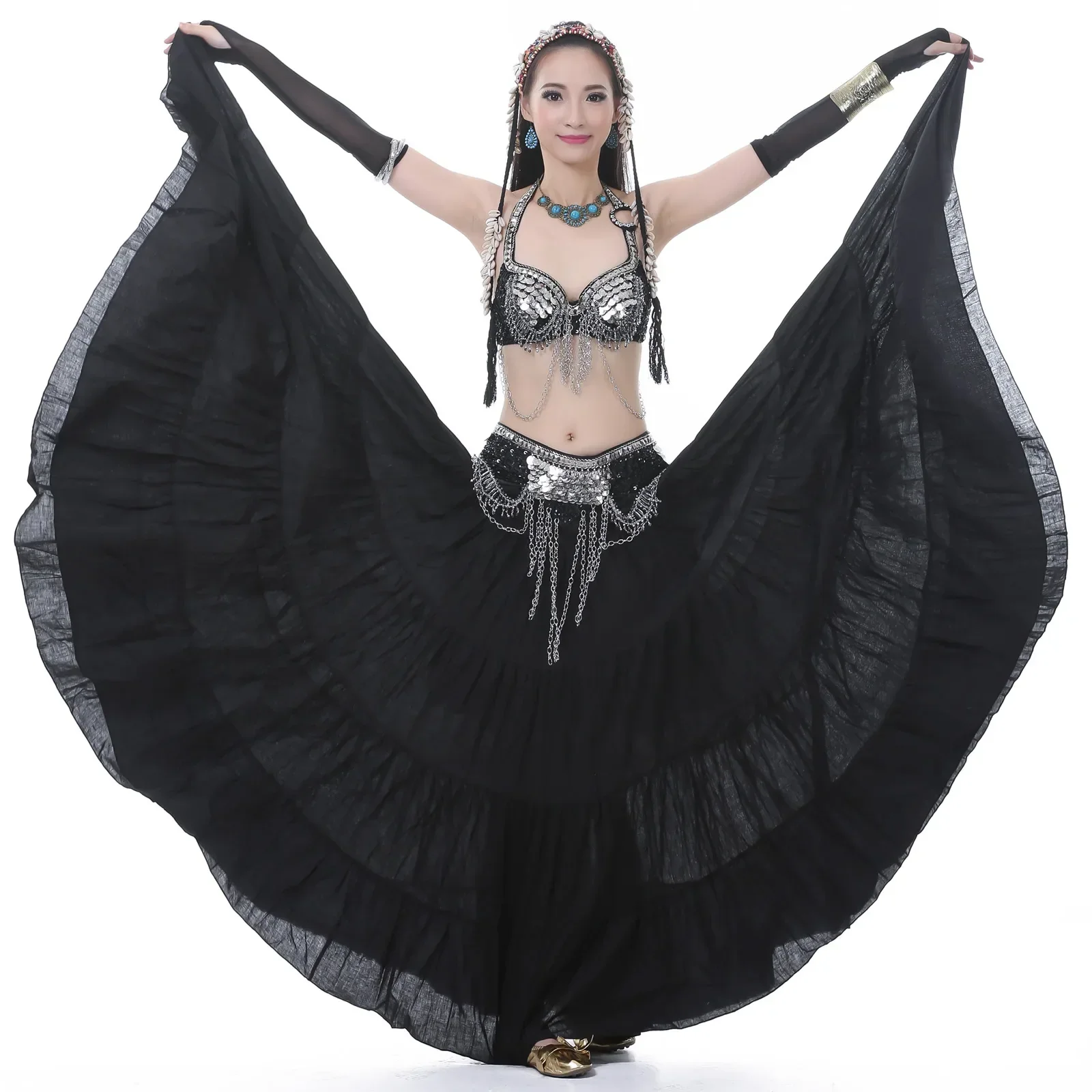 Women Belly Dance Long Gypsy Skirt Stage Linen ATS Tribal Skirts Adult 12 Colors Belly Dancing Performance Skirts 12 Colors