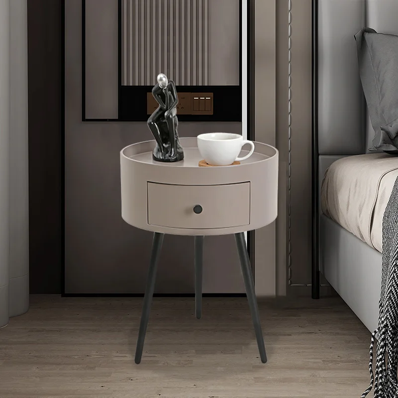 Ultra-narrow Small Bedside Table Modern Simple Nordic Light Luxury Small Family Sofa Table Hotel Homestay Round Coffee Table