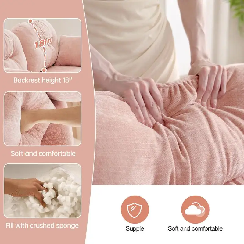 โซฟาเชนิลล์ระดับพรีเมียมพร้อมหมอนอิงนุ่ม พนักพิงแบบมีกระดุม โฟมความหนาแน่นสูง ดีไซน์ตามหลักสรีรศาสตร์ ใช้งานง่าย