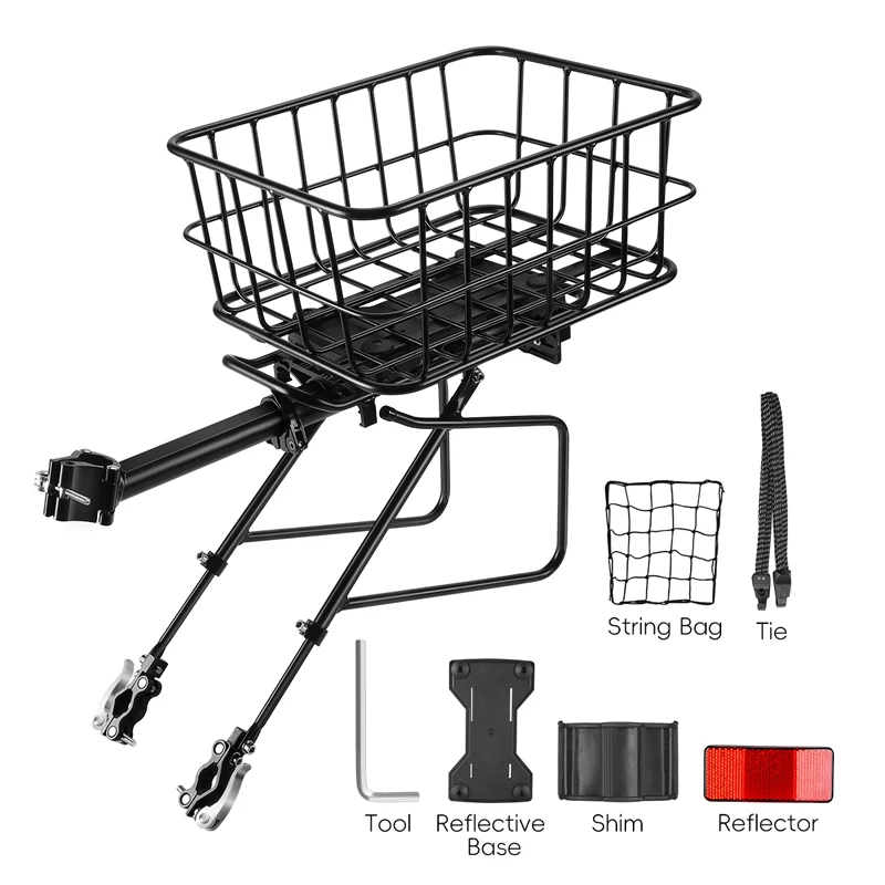 Detachable 20L Large Capacity Bicycle Basket Easy To Install Aluminum Alloy Bicycle 26-29 Inches Rear Bicycle Accessories