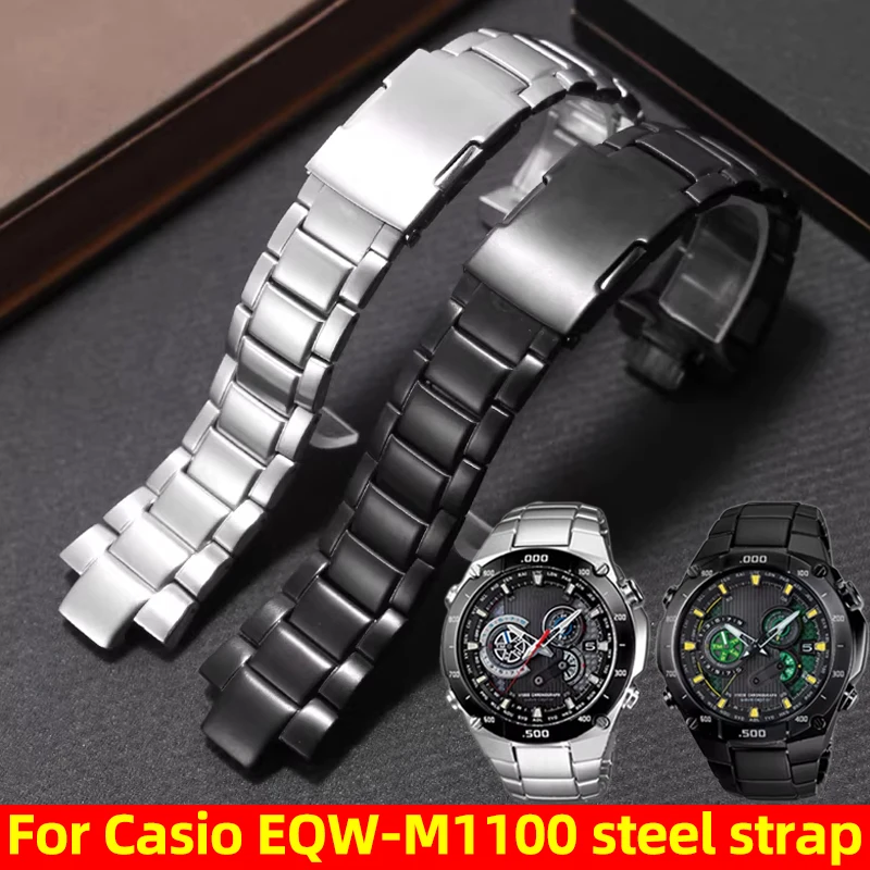 

Выпуклый ремешок для часов из нержавеющей стали для Casio EDIFICE Series EQW-M1100 EQW-A1000, мужской браслет, замена металлического ремешка для часов, аксессуары.