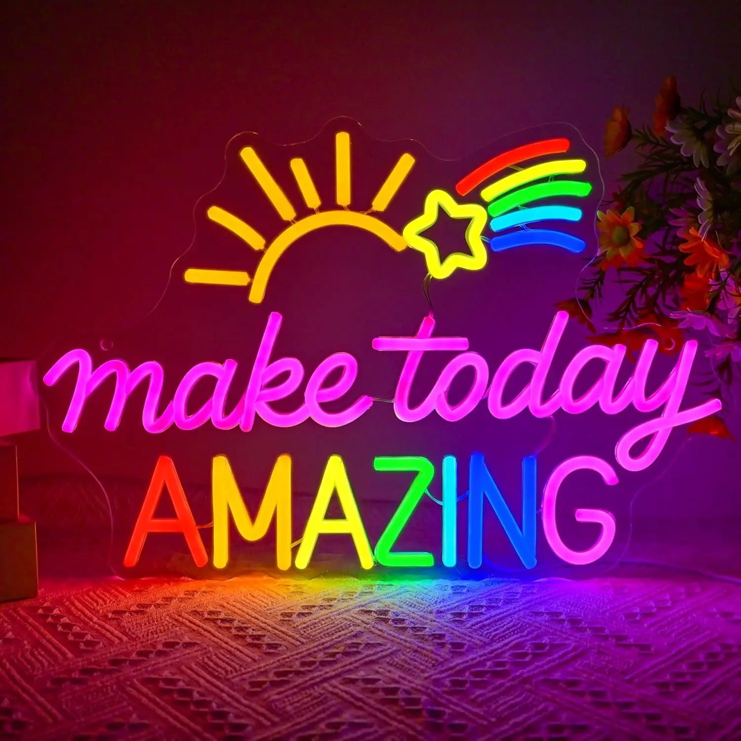 make-today-amazing-ネオンサイン、調整可能なサンライズレインボーled-–-教室、パーティー、カフェ、結婚式、ギフト、壁の装飾に最適です。