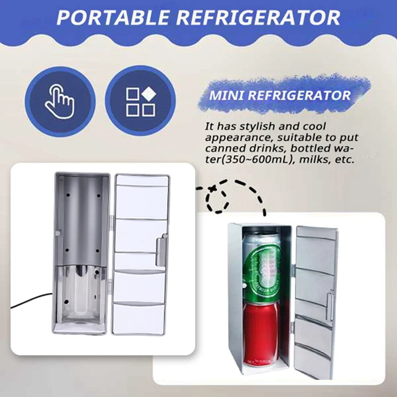 Refrigerator Mini Usb Fridge Freezer Cans Drink Beer Cooler Warmer Travel Refrigerator Icebox Car Office Use Portable