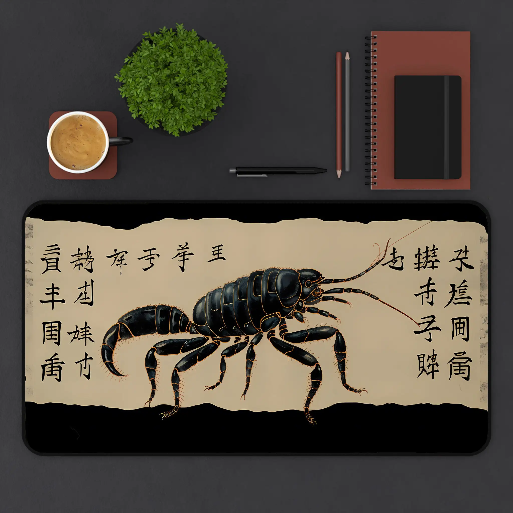 Scorpion Japanese-style Placemat, Non-slip and Waterproof Gaming Mouse Pad,minimalist Office Decor Mat,perfect Gift for Friends.