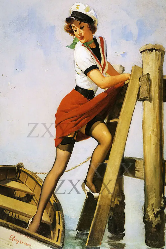 Sailor Beware Artist Gil Elvgren Vintage Classic PinUp Girl Poster Print