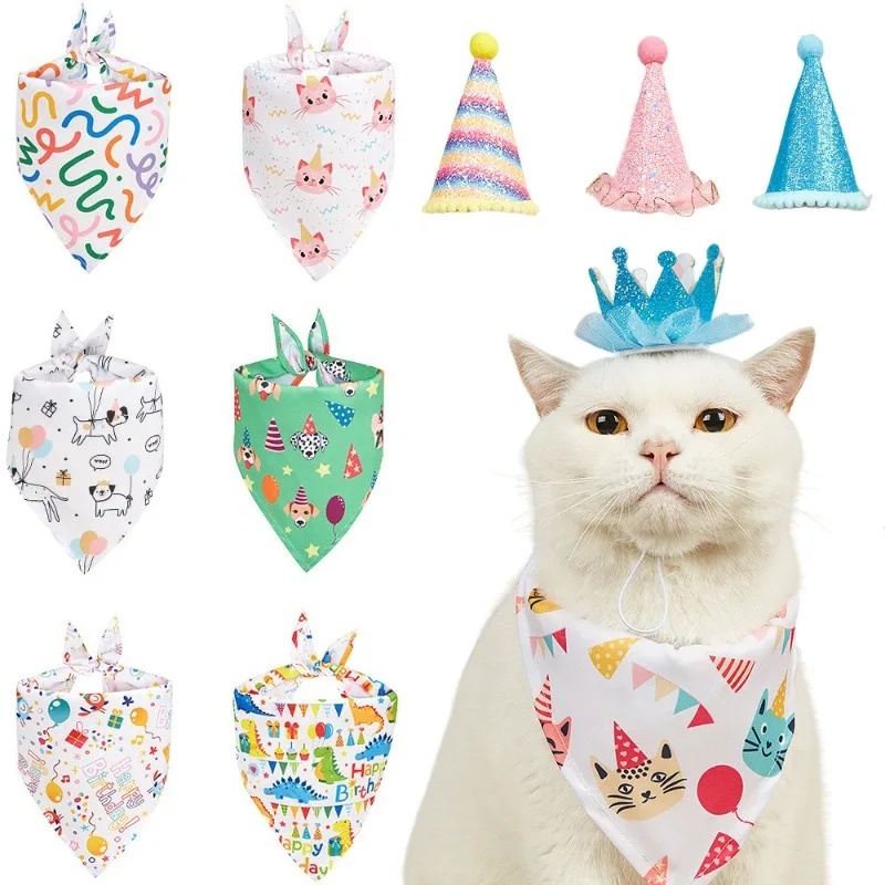 Pet Saliva Towel Dog and Cat Triangle Towel Cat Neckerchief Holiday Birthday Party Photo Supplies Small Dog Accessories