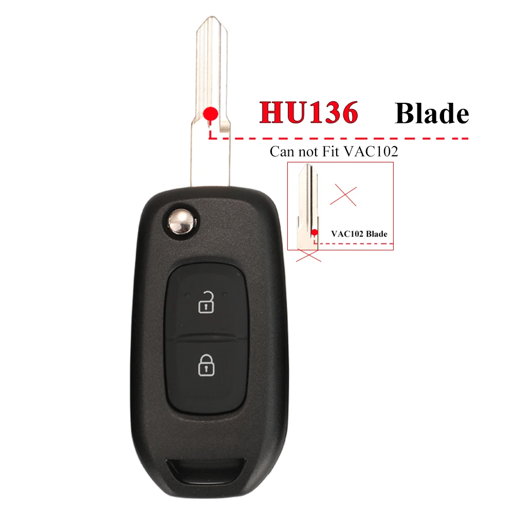 jingyuqin Flip Remote Car Key Shell 2Button For Renault Dacia Logan 2 Logan II 2018 2019 2020 HU136te / HU56R/VA2/HU136 Fob Case