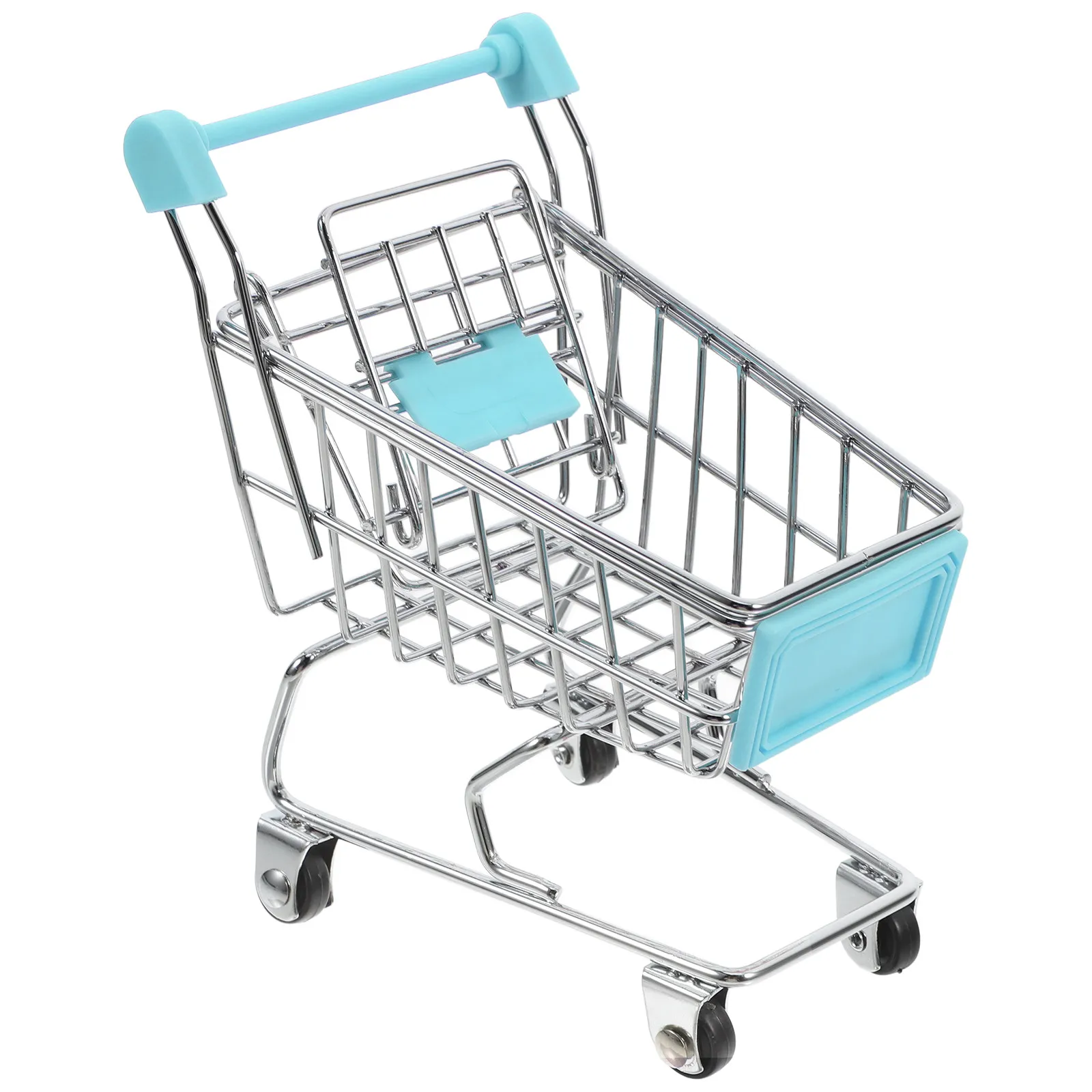 

Mini Shopping Basket Metal Miniature Supermarket Cart Realistic Design Compact Size Wear Resistant for Dollhouse Desk Shelf