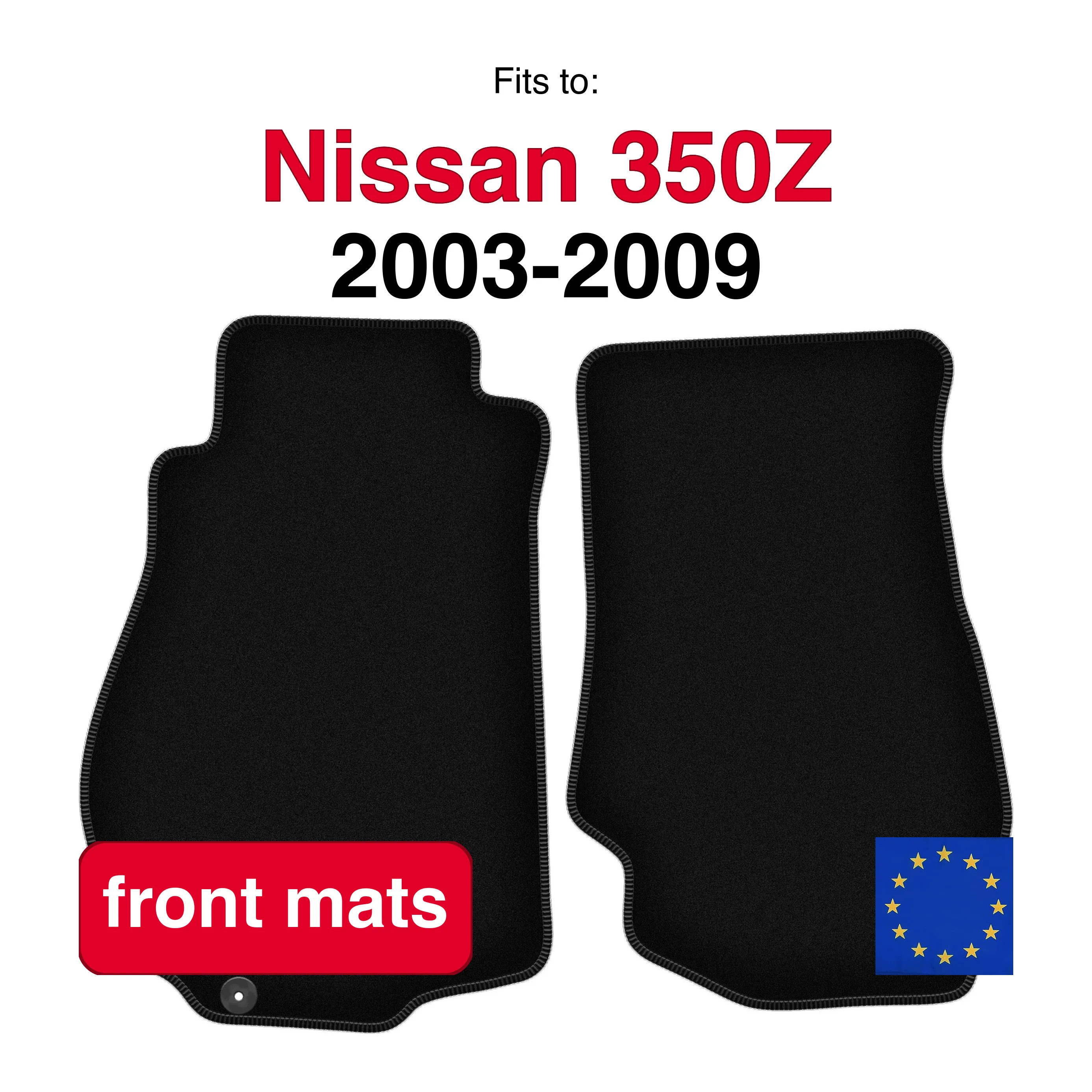 Velour vloermatten voor Nissan 350Z Coupé (2003-2009) - Zwart (2 stuks) set auto vloermatten voor de voorkant van de auto
