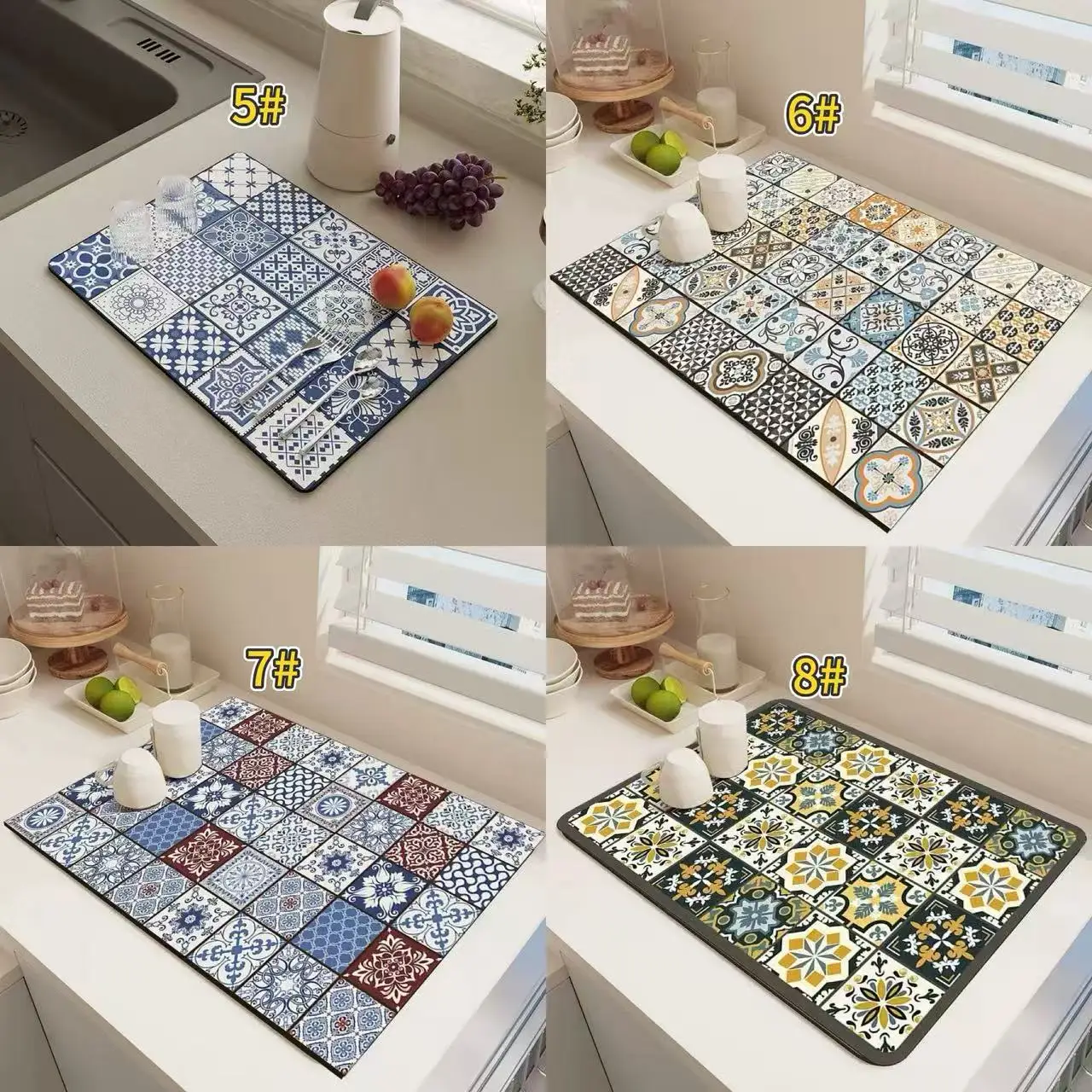 Coffee Machine Absorbent and Draining Mat, Countertop Dish Draining Mat, Diatomaceous Earth Kitchen Anti-Slip Mat, Easy-to-Clean