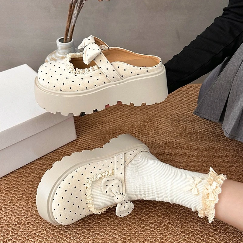 Retro Thick-soled Half Slippers for Women 2026 New Summer French-style Heightening Baotou Sandals