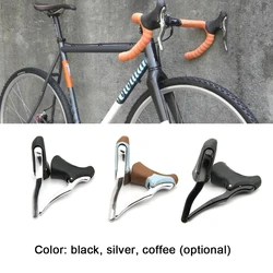 Aluminum Front & Rear Fixed Gear Road Bike Anti-slip Bike Drop Bar Bicycle Brake Handle Cycling Brake Levers Handlebar Set