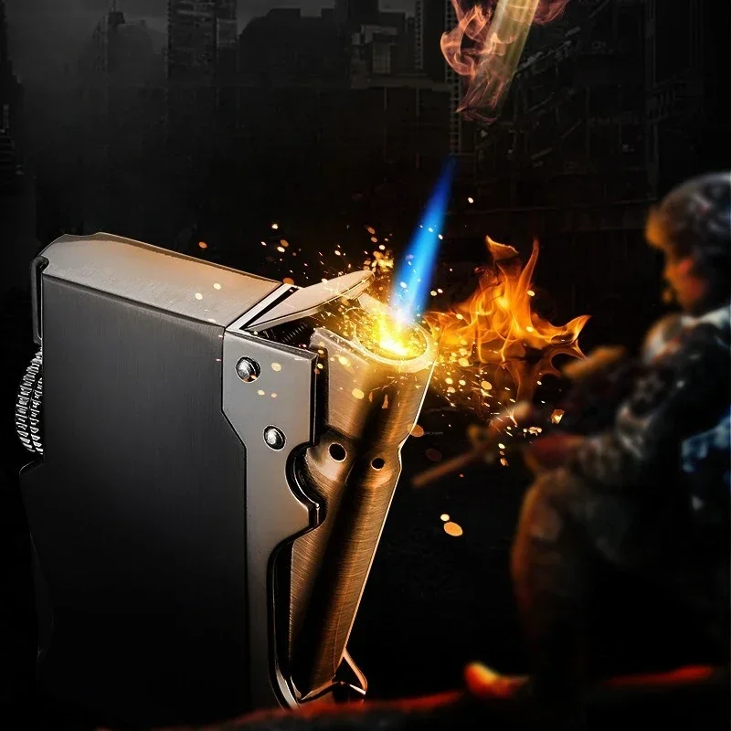 FOCUS Metal Windproof Lighter Turbo Butane Torch Portable Outdoor Lighter Kitchen BBQ Lighter Cigar Accessories Men's Gift