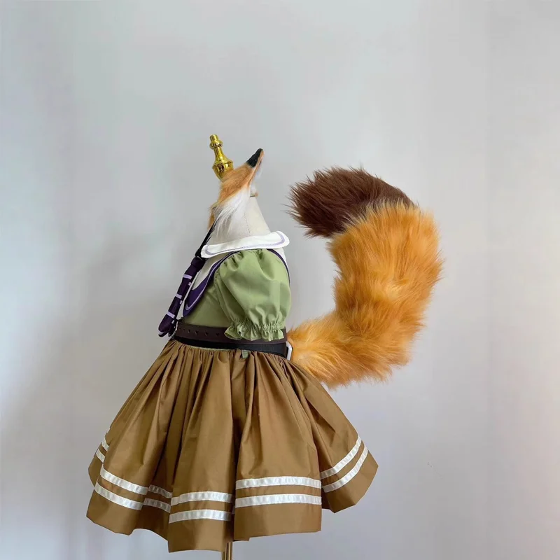 فستان تنكري للأداء بطابع الثعلب للفتيات مع أحزمة وإكسسوارات ربطة عنق للأطفال ملابس للحفلات الراقصة وهدايا حفلات أعياد الميلاد الليلية