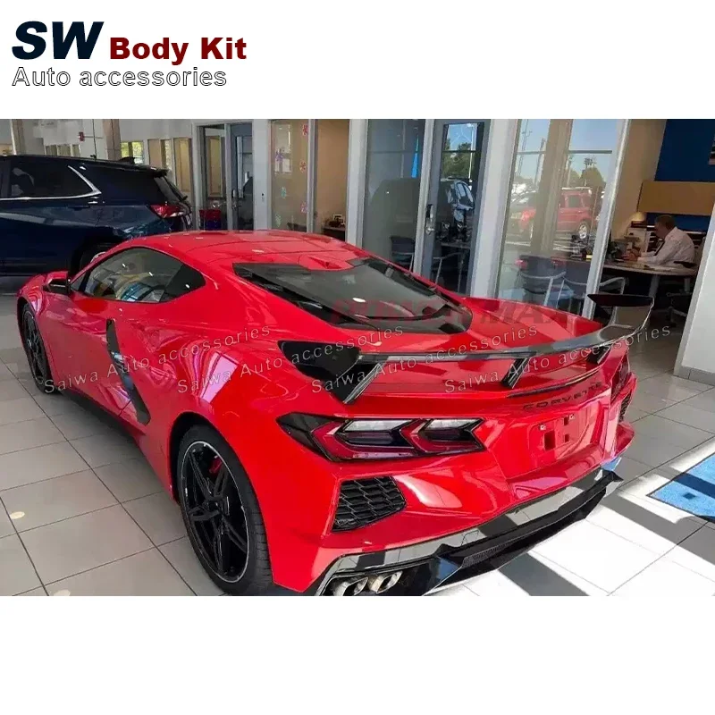 SW Carbon Fiber Corvette C8 Rear Spoiler For Chevrolet Corvette C8 Upgrade Rear Trunk Spoiler Lip Guide Wing Lip Wing 2020 2021