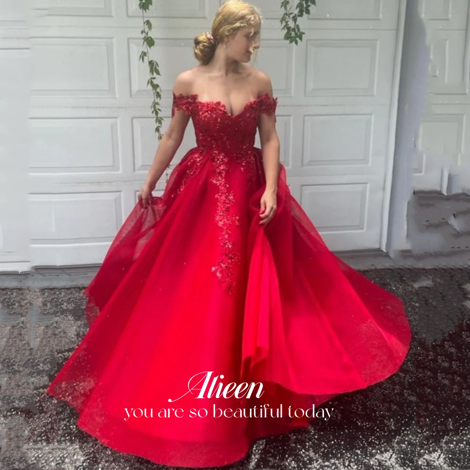 

Aileen Off the Shoulders Long Party Dresses Woman White Dress Party Evening Elegant Luxury Celebrity Bead Embroidery Red 2023