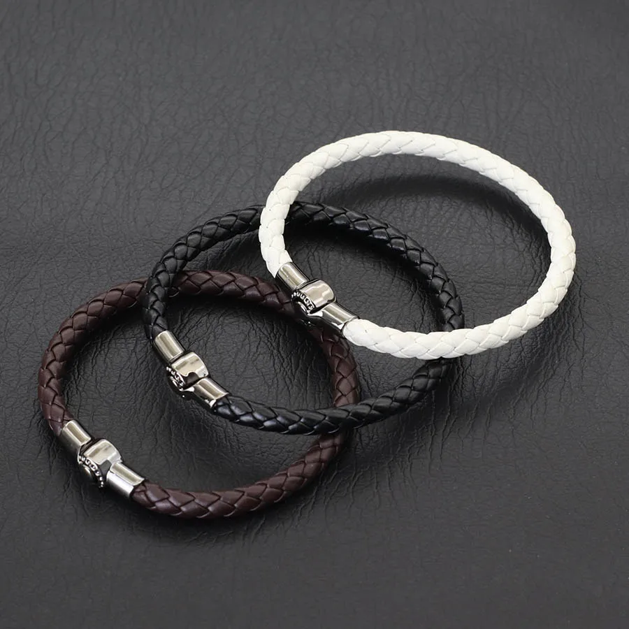 Minimalist Magnetic Leather Bracelet For Men Casual Accessories Customizable Size Black Bangle Pulsera Hombre Hiphop Rock Joias