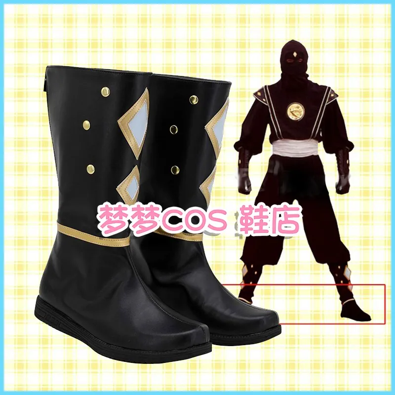 سوبر سينتاي نينجا سينتاي كاكورانجر نينجا الأسود تأثيري أحذية أحذية أزياء الهالوين الإكسسوار حسب الطلب