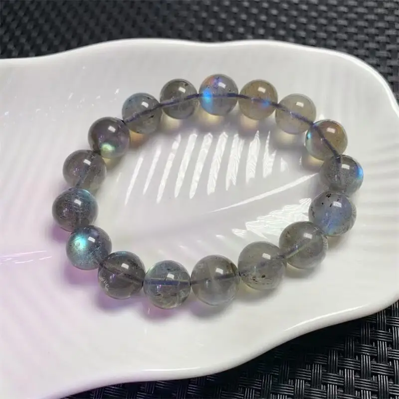 

12MM Natural Gray Moon Stone Bracelet Women Beautiful Colorful Crystal Energy Healing Fashion Gemstone Jewelry 1PCS