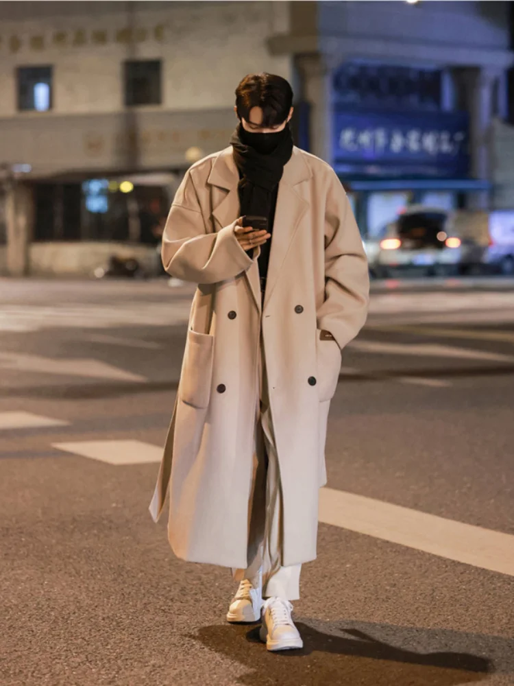 

Мужское шерстяное пальто Briti Sle средней длины, весна-осень 2025, новая высококачественная корейская версия, твидовое пальто свободного кроя