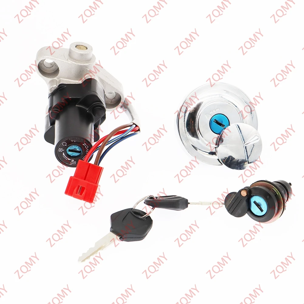 

Motorbike Fuel Gas Cap Ignition Switch Seat Lock Set For Yamaha V-Star XVS1100 Aluminum Alloy