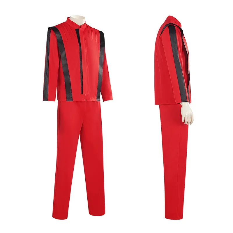 

qa156Ms Michael Jackson premium overcoat red retro leather coat MTV pants collection outwear party cosplay instinct costume