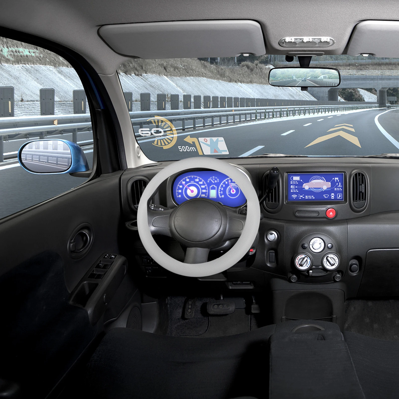

1pc Steering Wheel Cover Universal Fit Black Grey Silica Gel Auto Accessory Durable Comfortable Car Steering Wheel Decor Easy