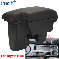 For Toyota Hilux Armrest box Retrofit Interior Parts Car Armrest Storage box Holder Ashtray Car Accessories USB LED