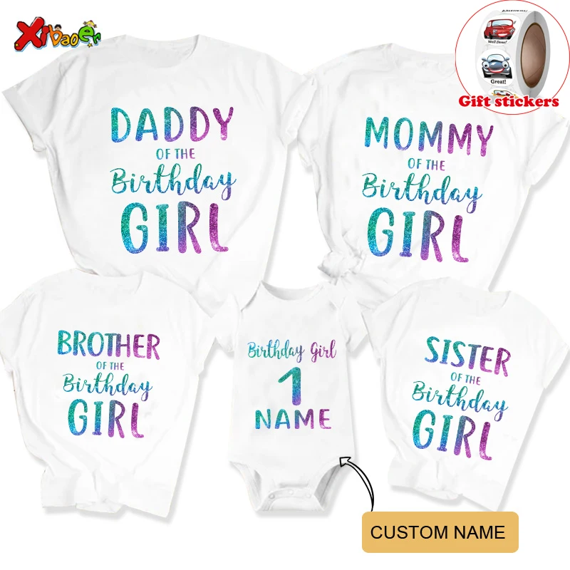 Birthday T Shirt Matching Family Outfits Lovable Letter Printing TShirts Kids Party Custom Name T-Shirt Give Children's Stickers