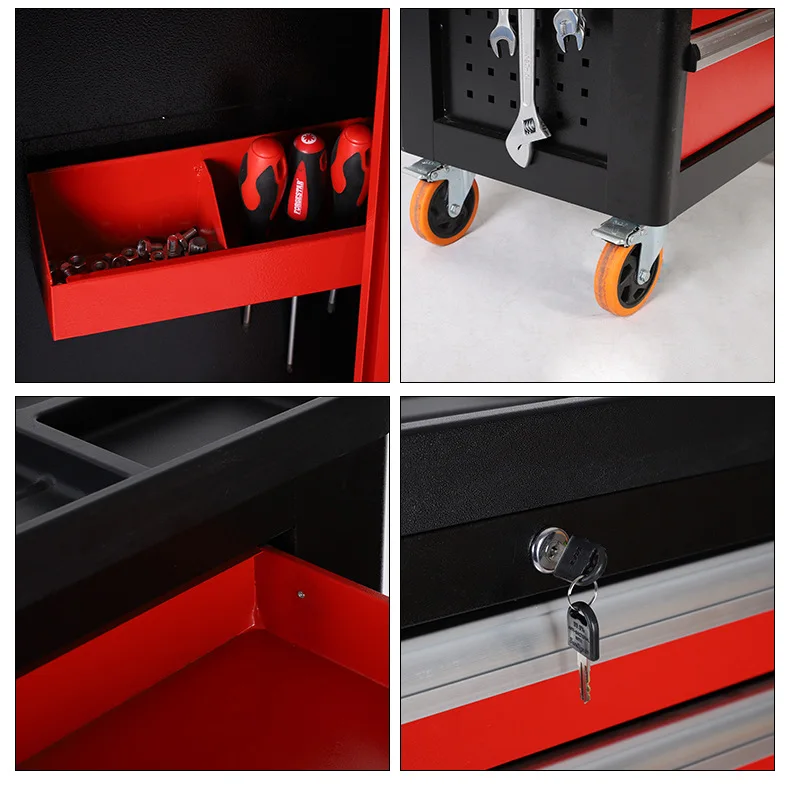 369 Pcs Steel 7 Drawers Tool Box Roller Cabinet Workshop Garage Rolling Tool Cabinet Trolley With Tools