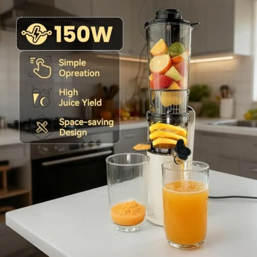 عصارة الضغط البارد 3.1 بوصة آلات العصير 150 واط مضغ عصارة بطيئة لعصير الخضار الطازجة والفواكه عصير عالي الإنتاجية Ex