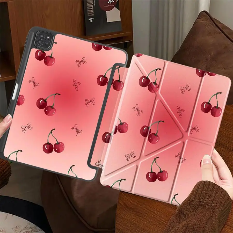 Red Lovely Cherry Tablet Case For iPad Mini 6 7 Pro 2025 Pro 11th 10th 9th 8th 7th 12.9inch Air 4 5 M3 M2 M4 11inch Holder Cover