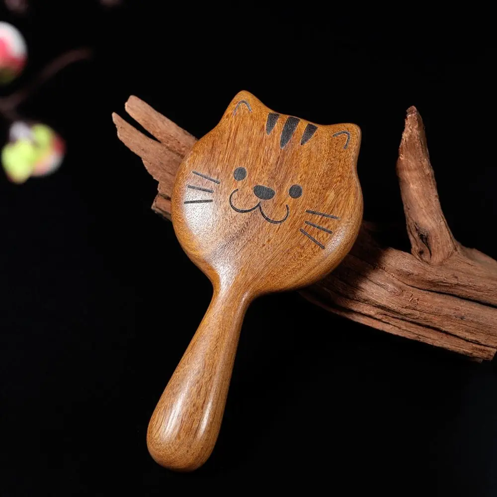 

Cat Sandalwood Hair Comb Anti Static Bear Scalp Massage Comb Exquisite No Overflow Glue Smooth Hair Brush Household
