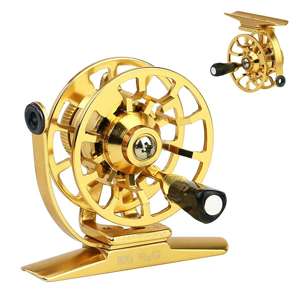 

Winter Fishing Reel Lightweight Base Ice Fishing Tackle Right / Left Hand Mini Fly Wheel All Metal For Trout Pike