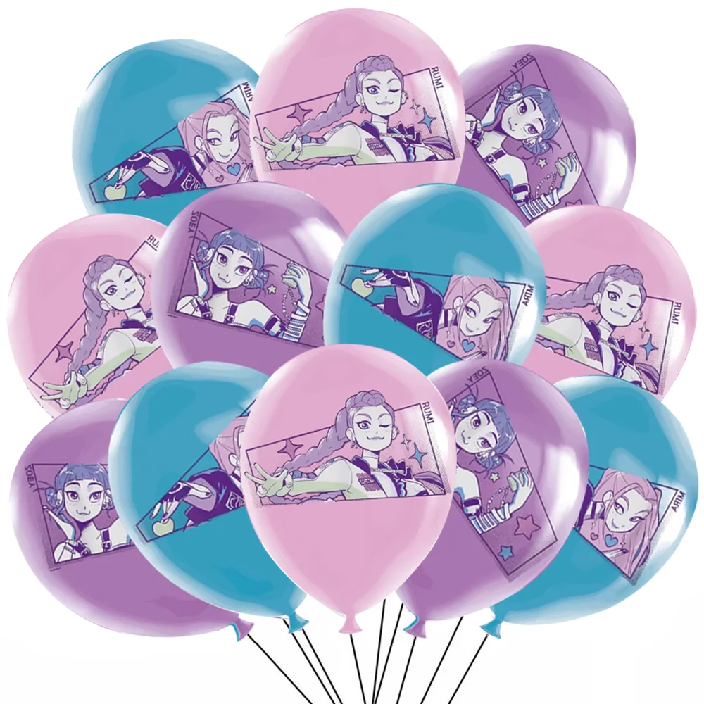 12Pcs Kpop Demon Balloons Party Supplies Latex Balloon Kids Korean Anime Float Globe Baby Shower Hunters Birthday Party Decors