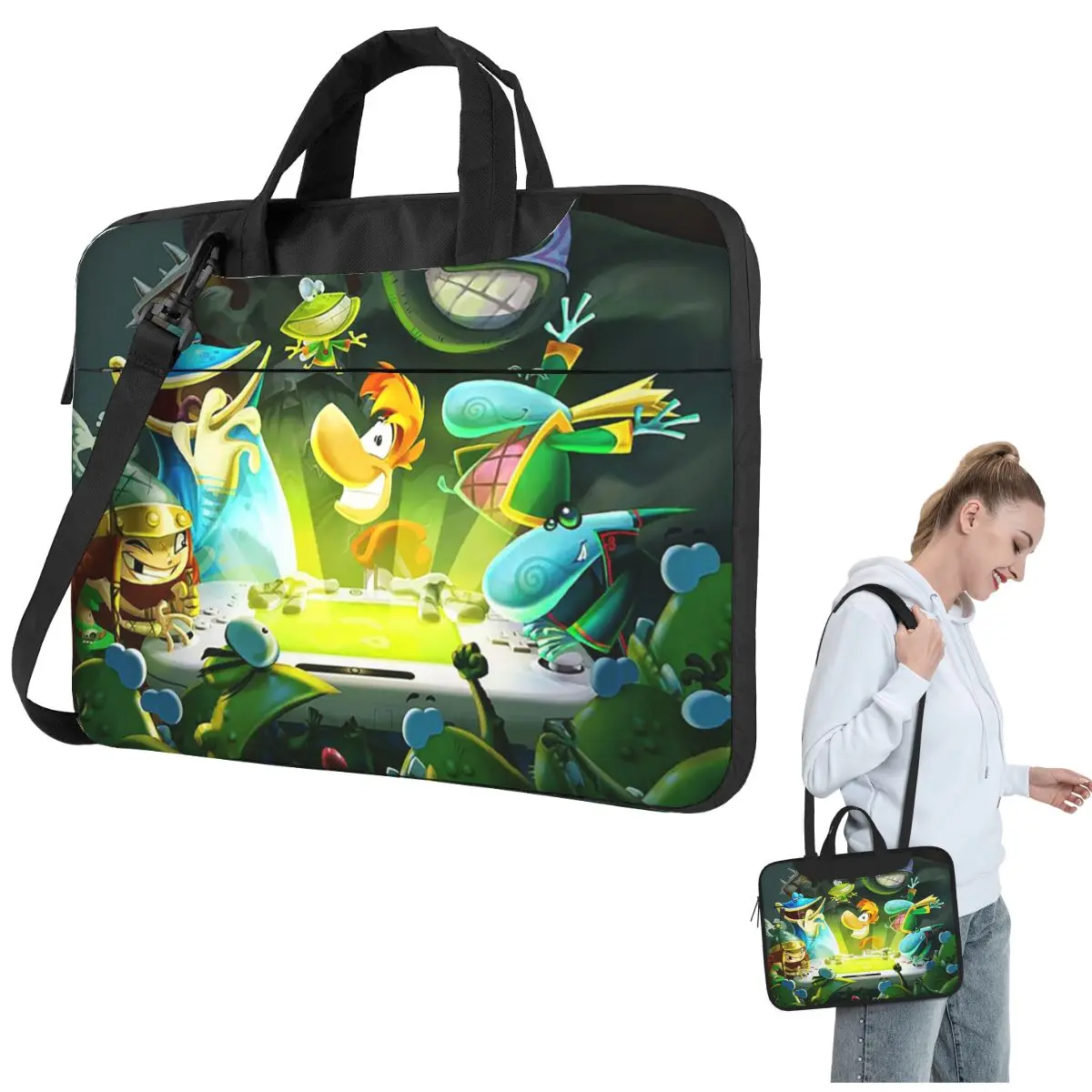 Cartoon Games Rayman Legends Crossbody Laptop Bag Case Computer Bag Resistant Protective Notebook Pouch for Lenovo