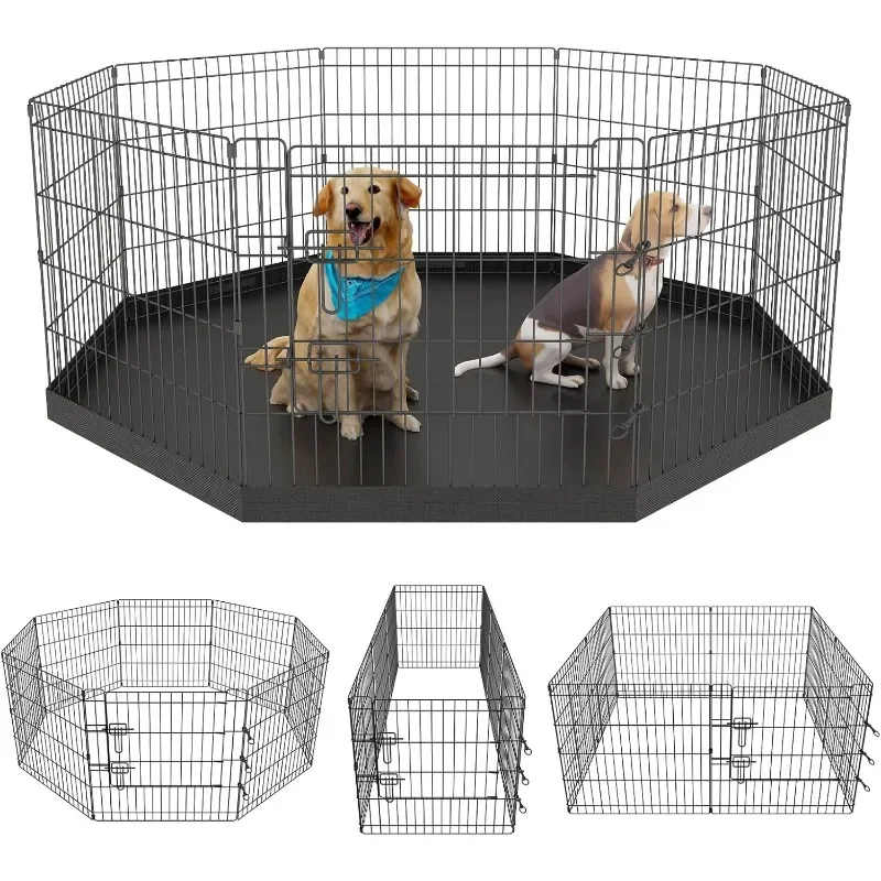 

Pet Playpen Puppy Playpen Kennels Dog Fence Exercise Pen Gate Fence Foldable Dog Crate 8 Panels 24 Inch for Pet Animals