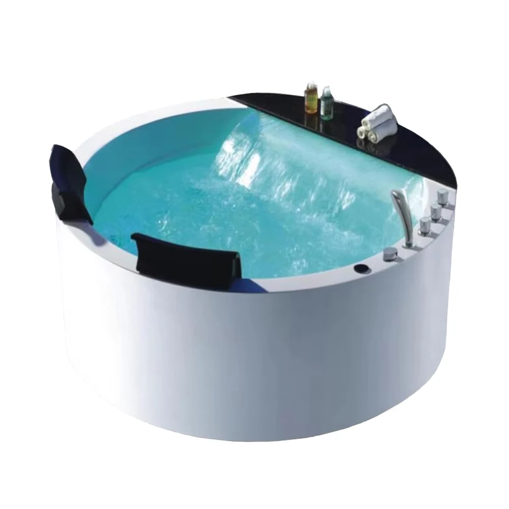 1500mm Round Whirlpool Bathtub Acrylic Hydromassage Waterfall Double People Hot Tub RS011B