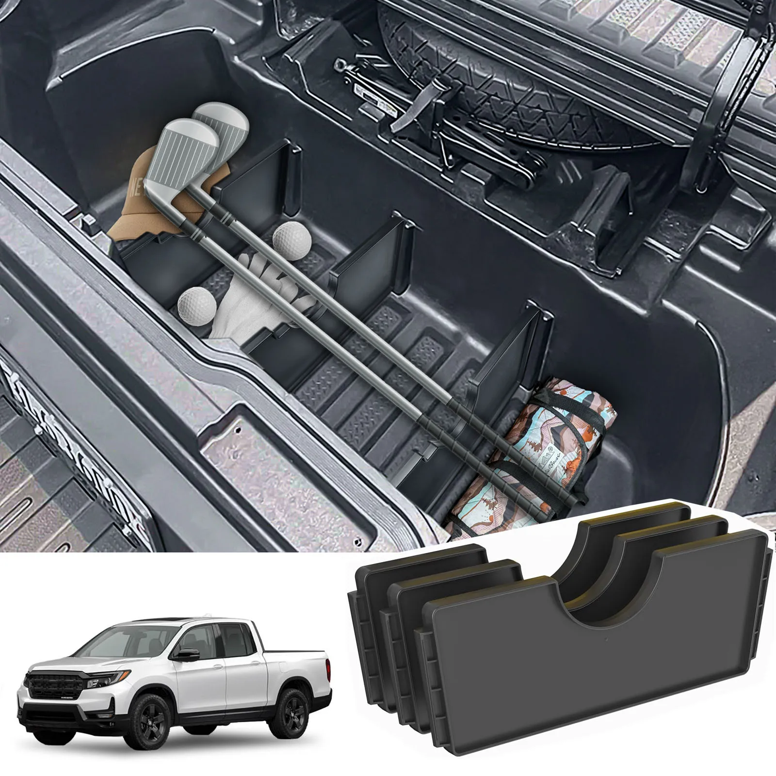 

HGWEI перегородка багажника для Honda Ridgeline 2017-2025 аксессуары перегородки багажника встроенного кровати задний ящик для хранения грузовика органайзер лоток