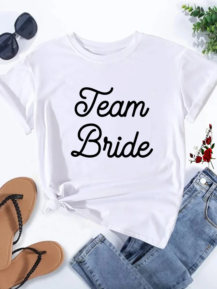 Birde Team Bride Letters Graphic Printed Women T-shirt Girls Wedding white Tops Bachelor Party Harajuku Casual Ladies Tshirts